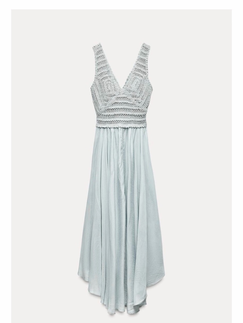 Zara Pale Blue Crochet-Bodice Maxi Dress